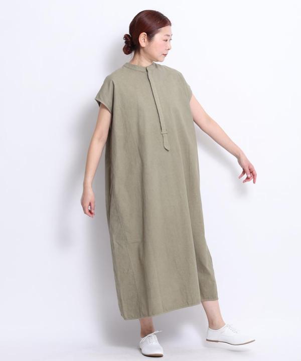 コットンリネン平織デニム　2wayワンピース